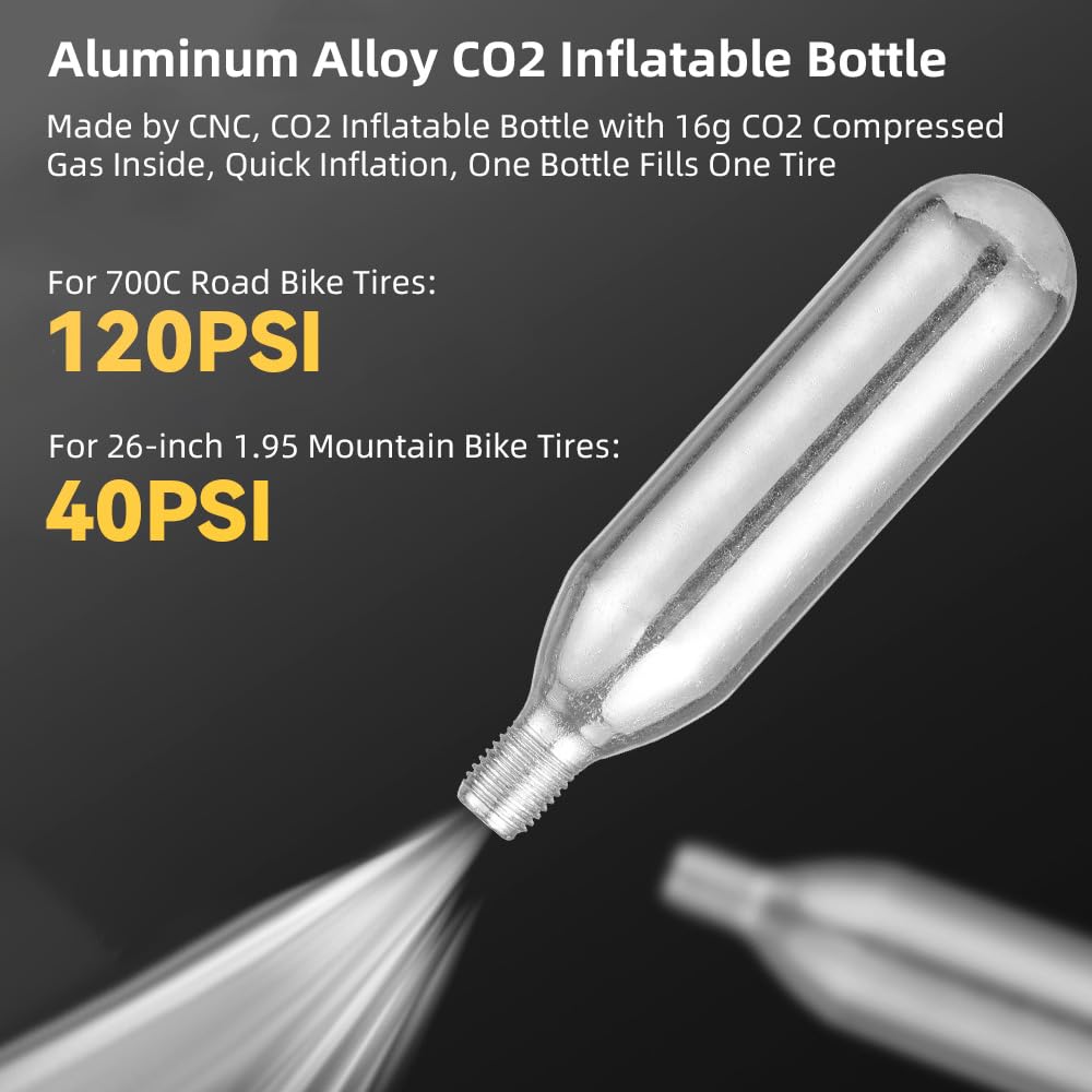 Zestaw do naprawy opon rowerowych, przenośny, wielofunkcyjny zestaw naprawczy wtyczki próżniowej ze stopu aluminium, pompka CO2, rower szosowy, zestaw do naprawy opon (tytan)