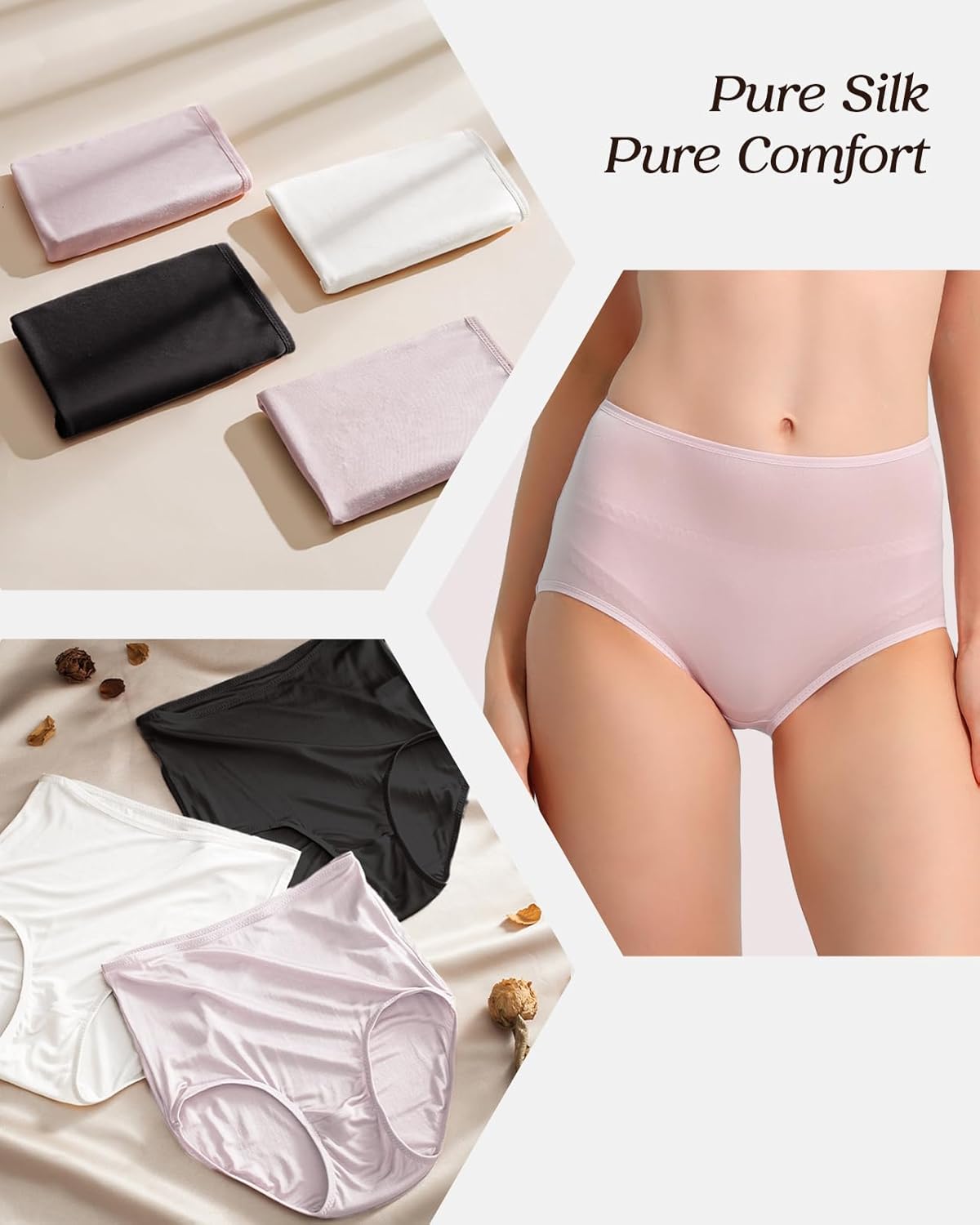 100% Mulberry Silk Underwear, High-Waisted Briefs Silk Panties for Women, Ultra Soft, Breathable & Quick-Dry - Image 7