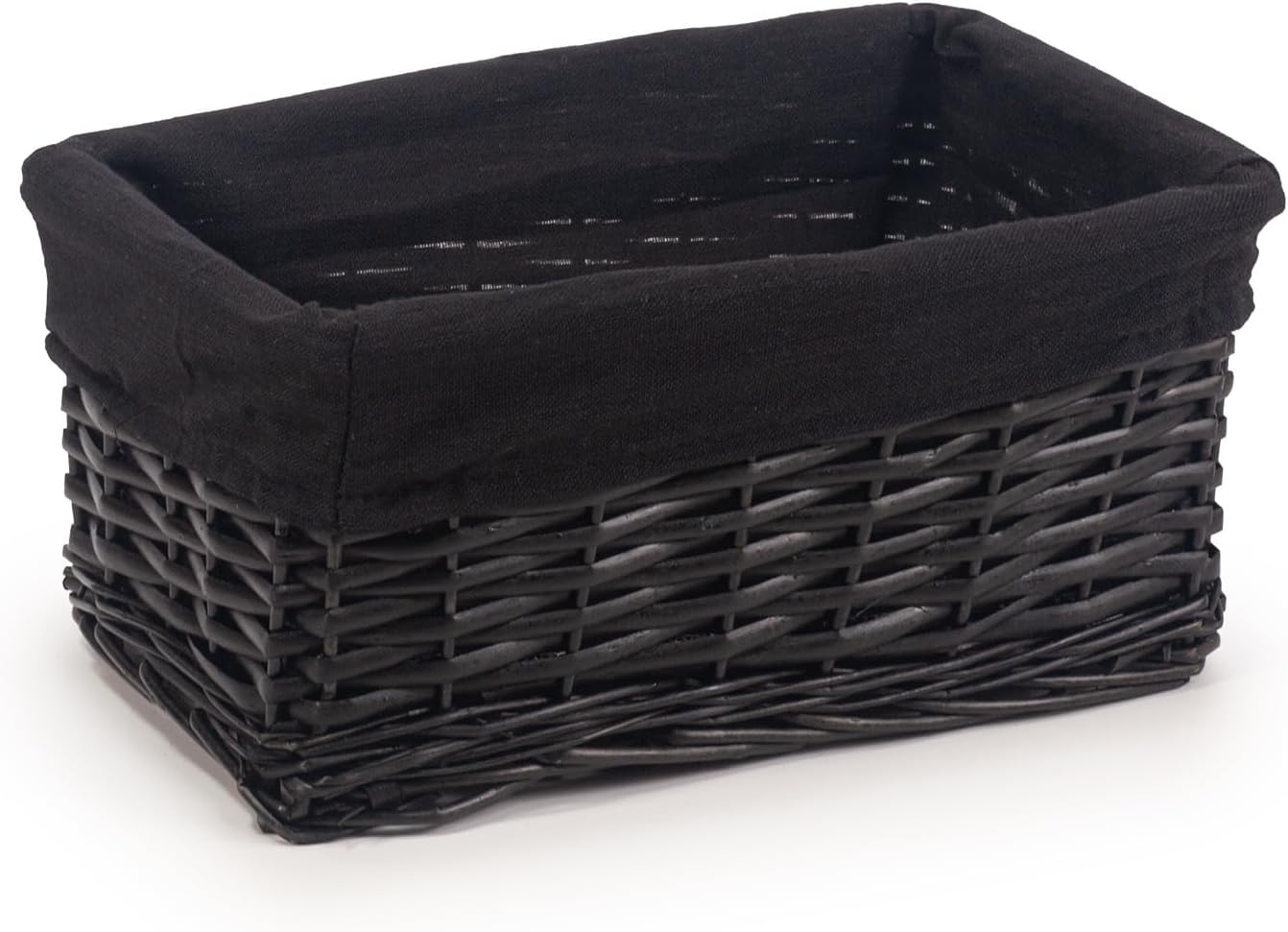 Woodluv Storage Baskets Woven Wicker, Storage Basket for shelves, Baskets to make hampers, Storage Organiser, Black - Small