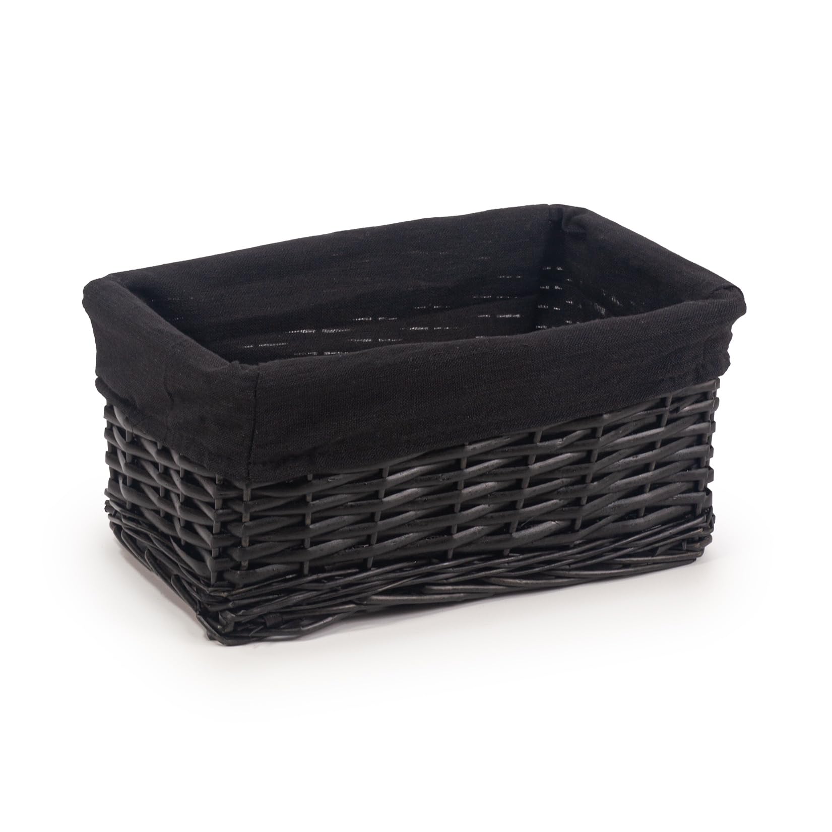 Woodluv Storage Baskets Woven Wicker, Storage Basket for shelves, Baskets to make hampers, Storage Organiser, Black - Small