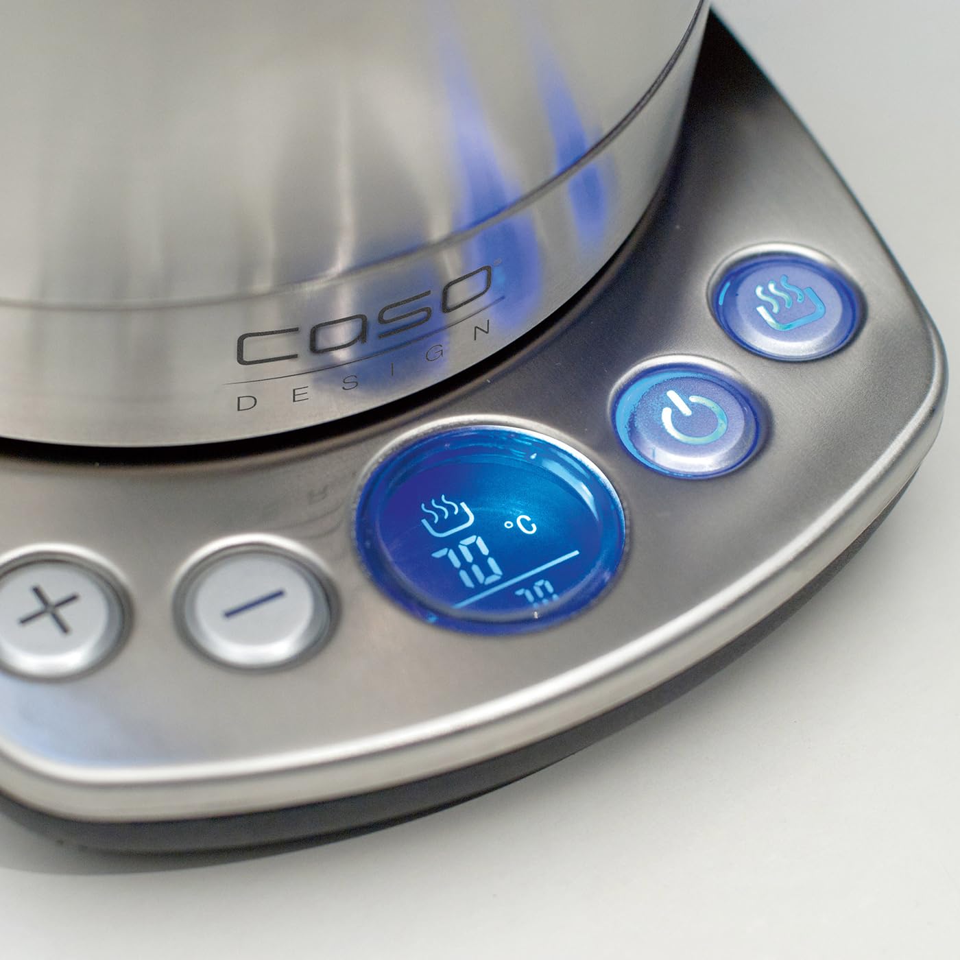CASO WK 2200 Wasserkocher, Leistungsstarke 2200 Watt, Kompakte Größe mit 1,2 Liter Kapazität, 10 °C-Schritte von 10-100 °C, Zur Reinigung entnehmbarer Anti-Kalkfilter, 1870