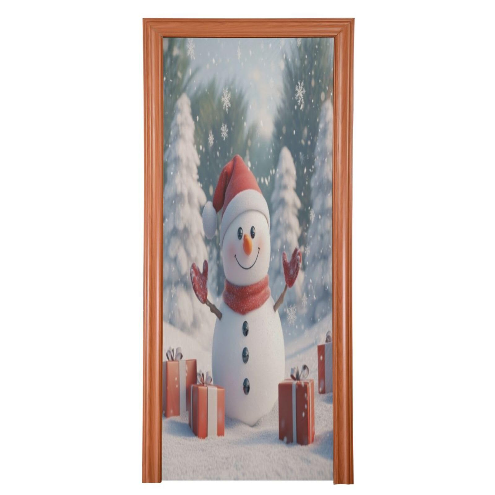 J JOYSAY Christmas Snowman Snowy Door Decorations Door Cover Xmas Decorations Large Fabric Front Door Xmas Decorations for Christmas Decorations,32x79 in