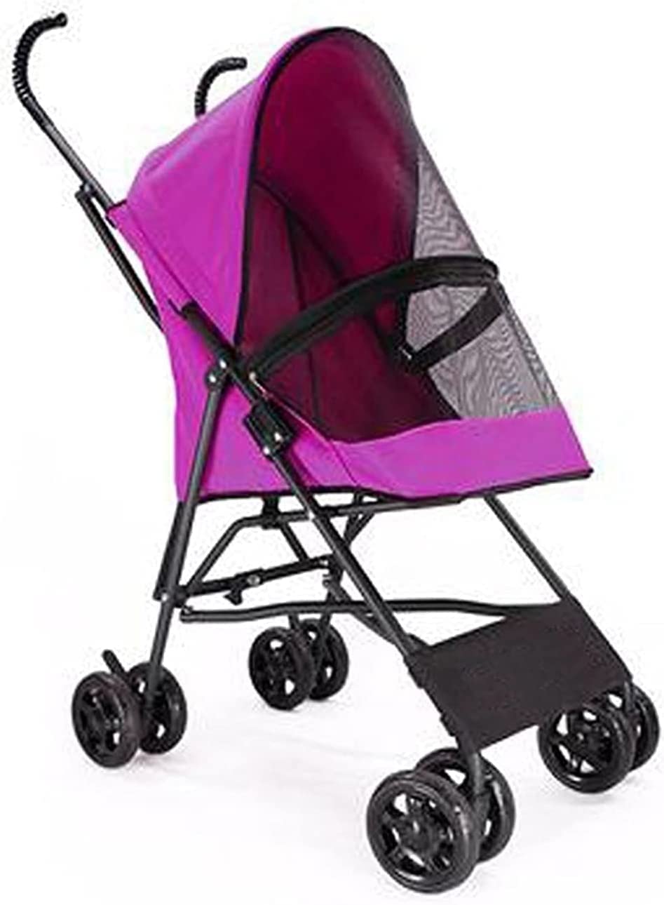 Cochecitos para Mascotas Ligeros para Cachorros y Gatitos para Perros pequeños, Portador de Estructura de Paraguas, cochecitos para Perros Transpirables para Perros pequeños (Rojo Rosa)