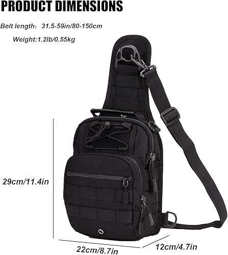 Miniatura 3 de ZHIERNA Mochila táctica con bandolera EDC, mochila militar Molle en el pecho para camping, senderismo, senderismo, deportes al aire libre