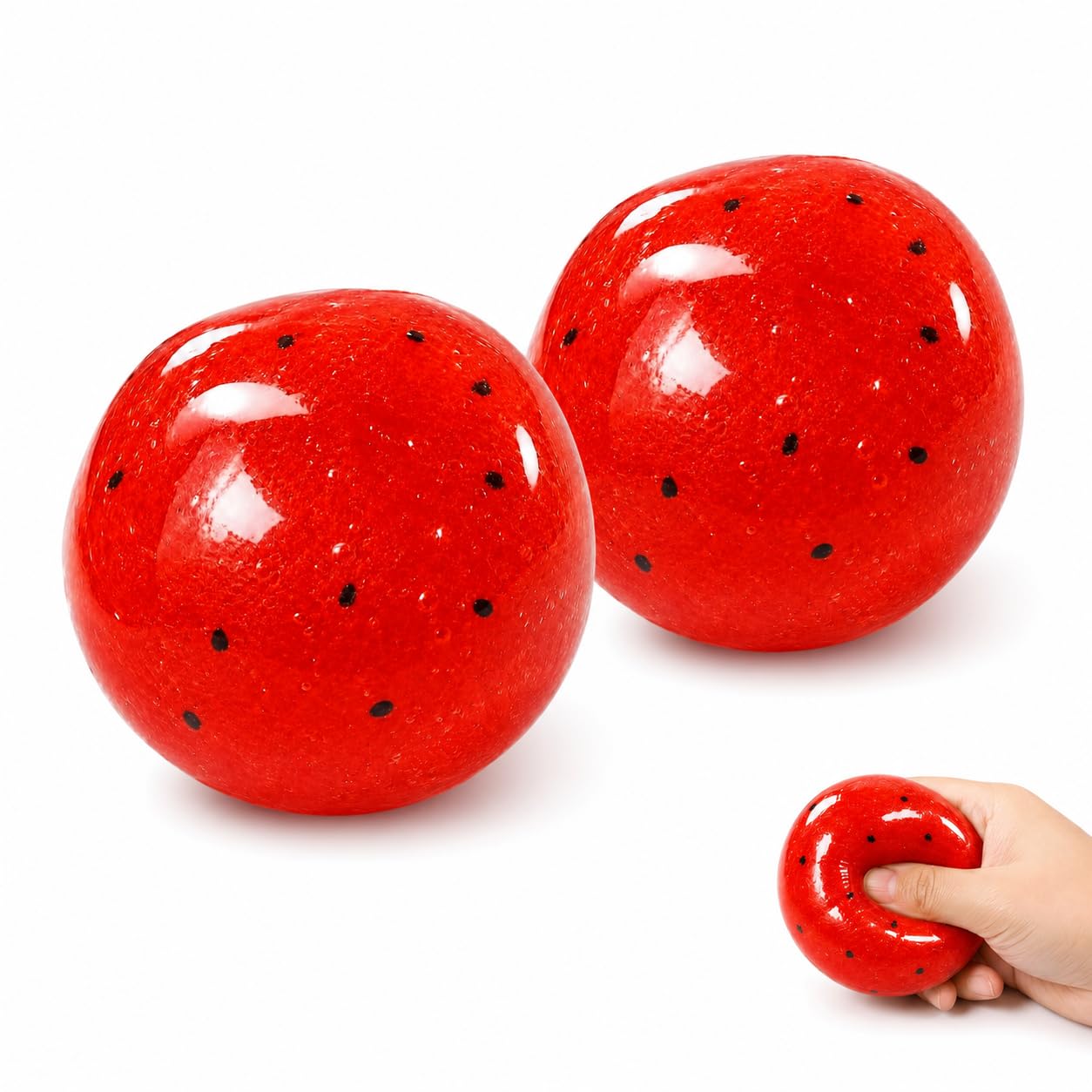 Slushy Watermelon Squishy,Realistic Watermelon Slush Stress Relief Fidget Model,Cute Sensory Item, Fun Desktop Gadget for Office Adults (2pcs)