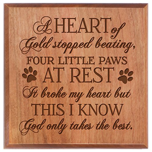 LifeSong Milestones Pet Urns Small Sympathy Keepsake Box for pet urn for Ashes A Heart of Gold Stop Beating Four Paws at Rest Holds Small Portion of Ashes 5.5