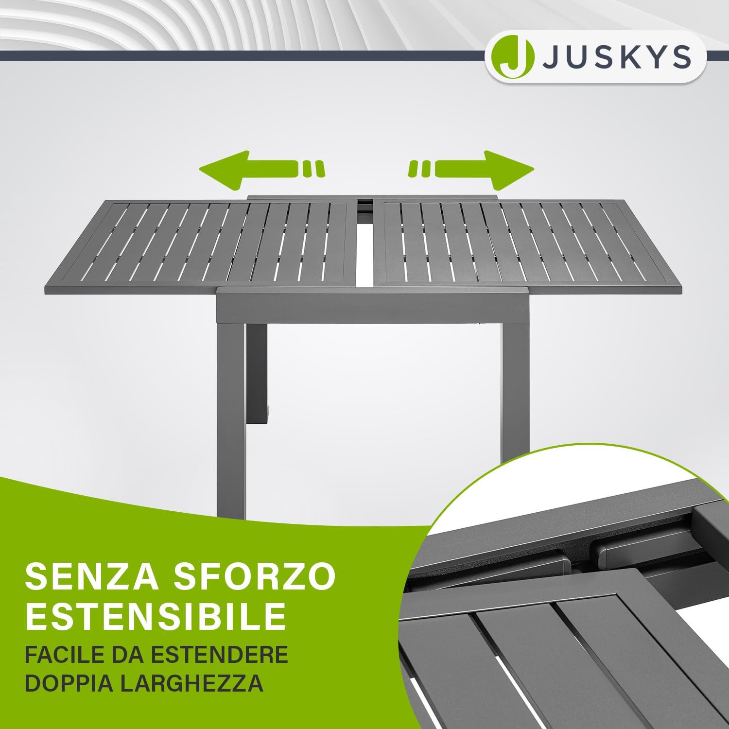 Juskys tavolino da giardino Laki allungabile da 70x70 cm – Tavolo in alluminio – Grande piano – Antracite