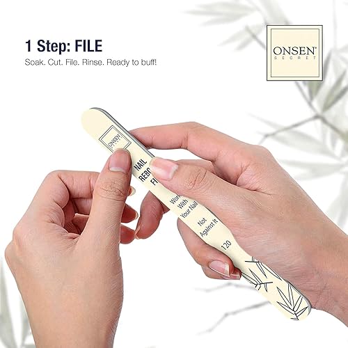 Miniatura 3 de Onsen Secret Kit completo de reinicio de uñas con aceite de cutícula de 0.3 fl oz, lima de uñas de grano 120180 de doble cara, un bloque