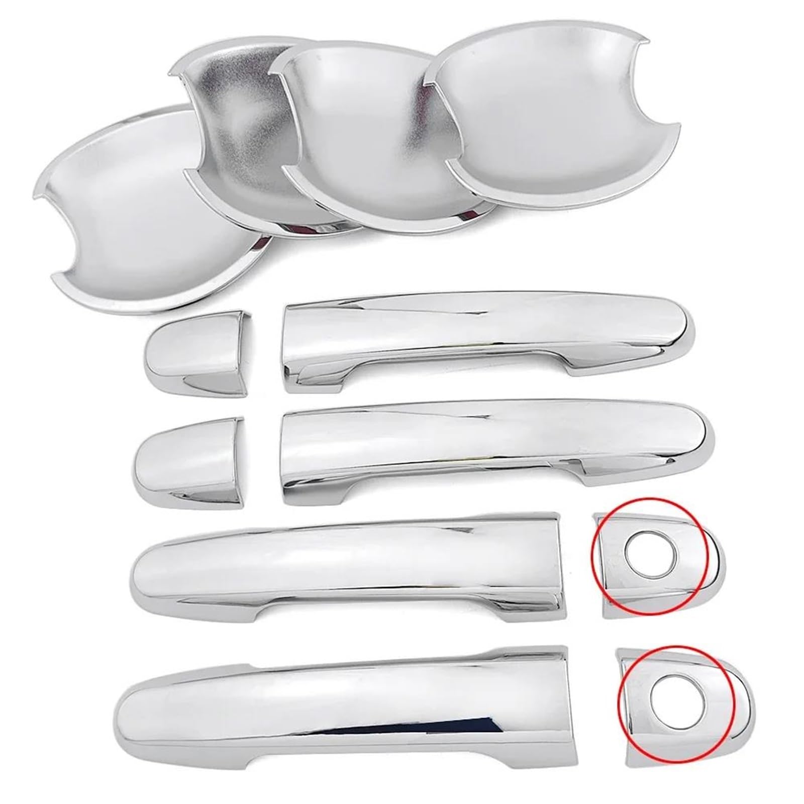 ZAPORA for Toyota for RAV4 2001-2012 Chrome Car Door Handle Trim & Door Bowl Cover Car Styling(Style 3)