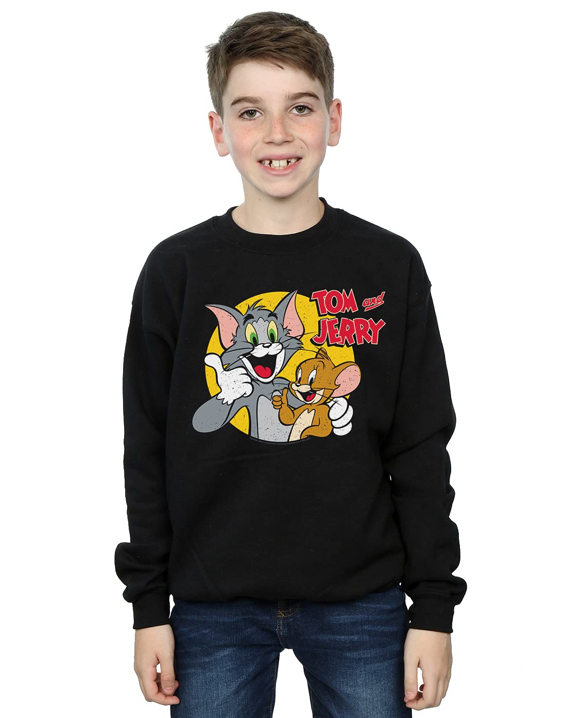 Absolute Cult Boys Black Tom And Jerry Thumbs Up Sweatshirt 5-6 Years