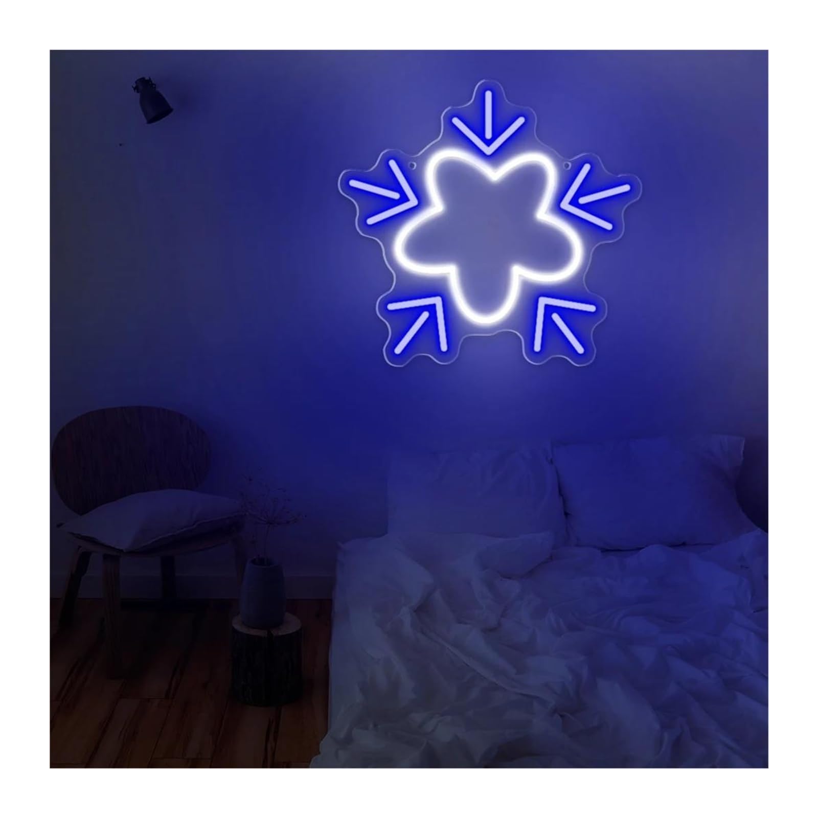 Wiszące neony artystyczne Śnieżynka Neon Light Do Dekoracji Ścian W Domu, Estetyka, Sypialnia, 30x28.3cm