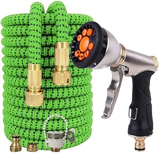 Mangueira de jardim de 25 pés - 38 m Pistola de água Mangueira mágica telescópica Mangueira de rega de jardim da UE Mangueira de lavagem de carro de alta pressão pulverizador de pistola de pulverização (Cor: mangueira vermelha, Tamanho: 1/2 ''_25FT-7,5M)