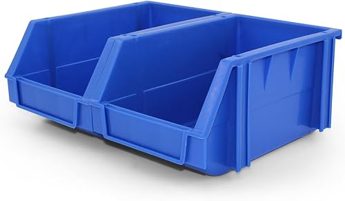 Miniatura 6 de Blue - Organizador de contenedores de almacenamiento termoplástico resistente, apilable, colgante, de conexión lateral (paquete de 8), mediano, 5.9