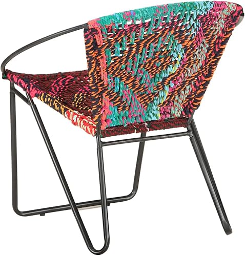 Miniatura 5 de CHARMMA Sillas de acento, silla de lectura de ocio, silla de algodón a rayas tejida a mano, tapicería, sala de estar, dormitorio, estudio, silla A,B