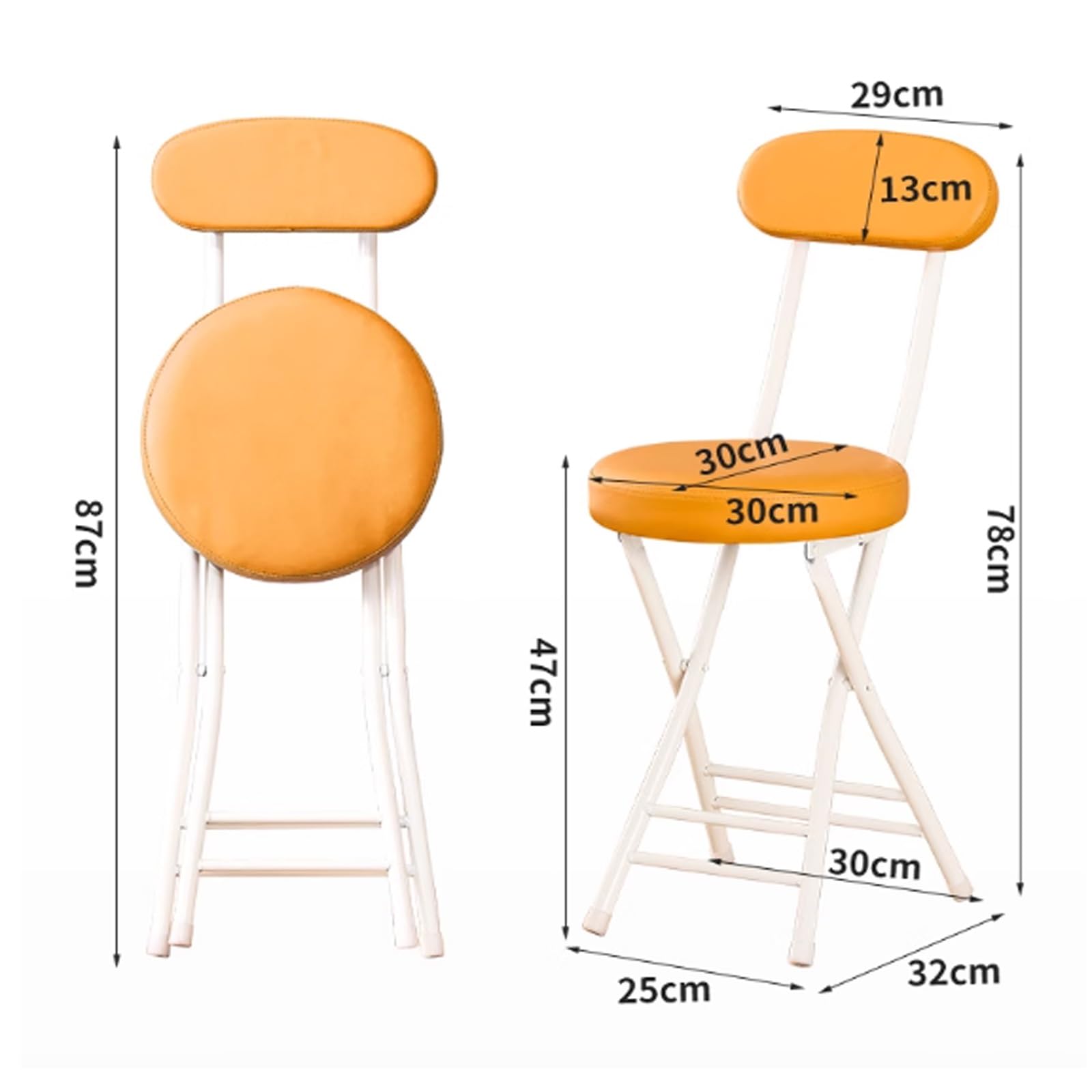 beaka Tabouret Pliant Confortable,Tabouret Pliant avec Dossier Chaises Pliantes pour La Maison Chaises Pliantes Interieures avec Coussin Rembourré Économiser De l'espace (Color : Beige)