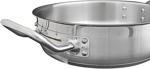 Miniatura 3 de -Sartén de acero inoxidable de 3 cuartos de galón con tapa y mango hueco soldado - Sartén de cocina para chef, sartén para huevos, sartén para