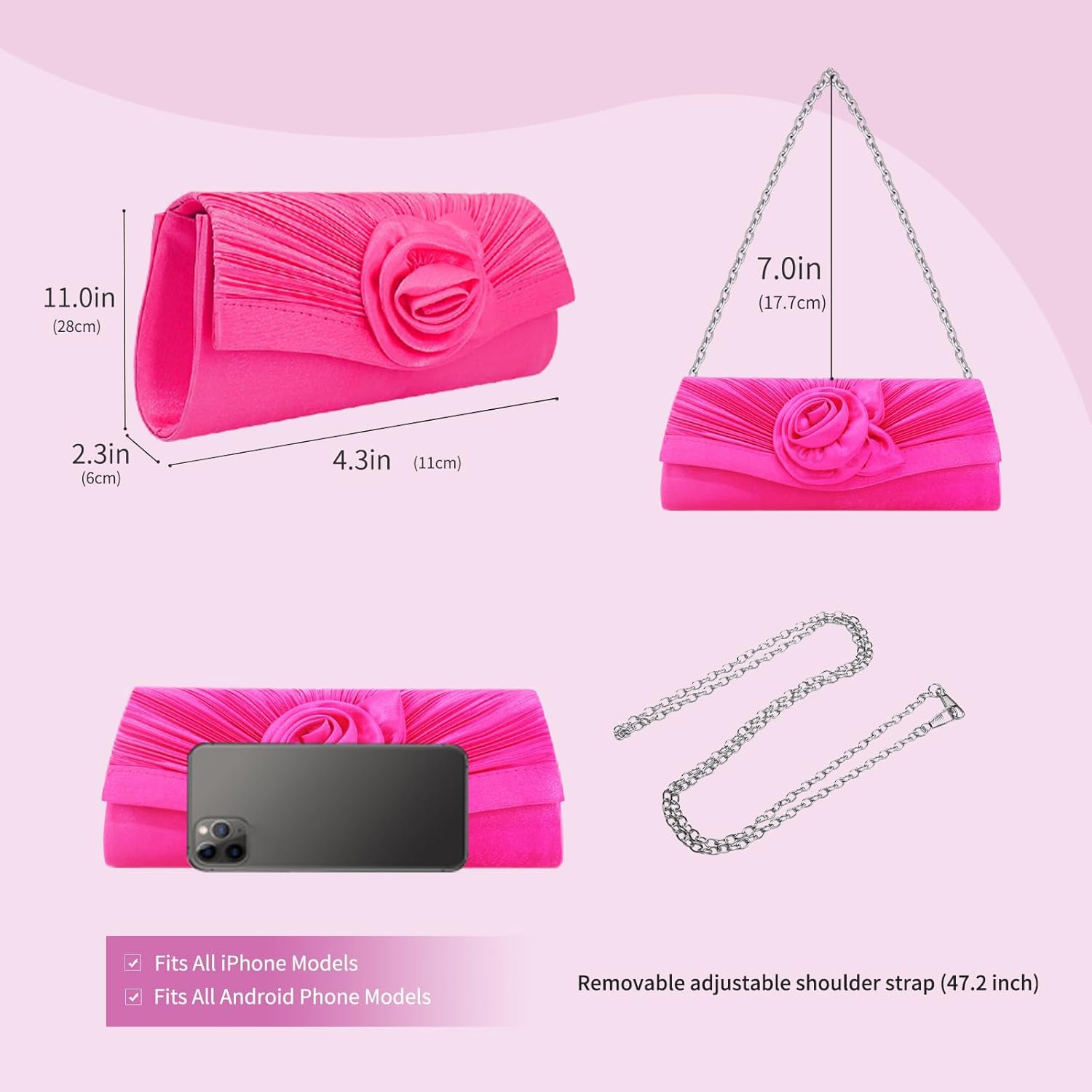Floral Clutch Purses for Women Clutch Evening Bag Party Prom Handbags Bride Purse