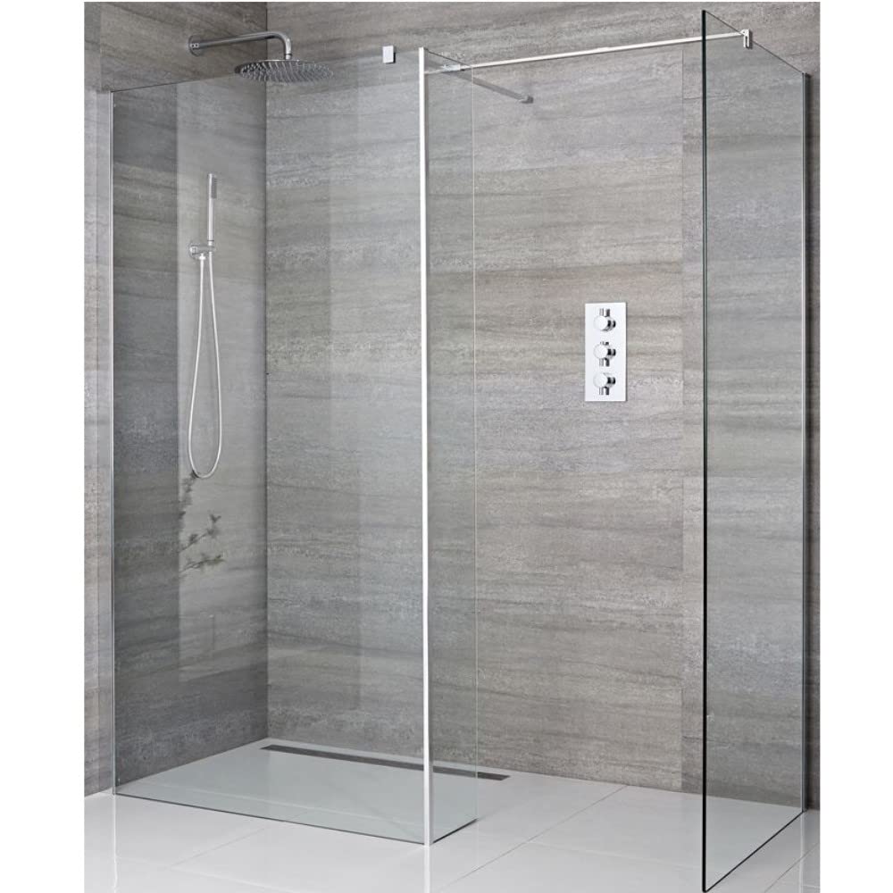 Milano Portland Chrome Corner Shower Enclosure 700Mm 800Mm Screens 1200Mm Linear Drain