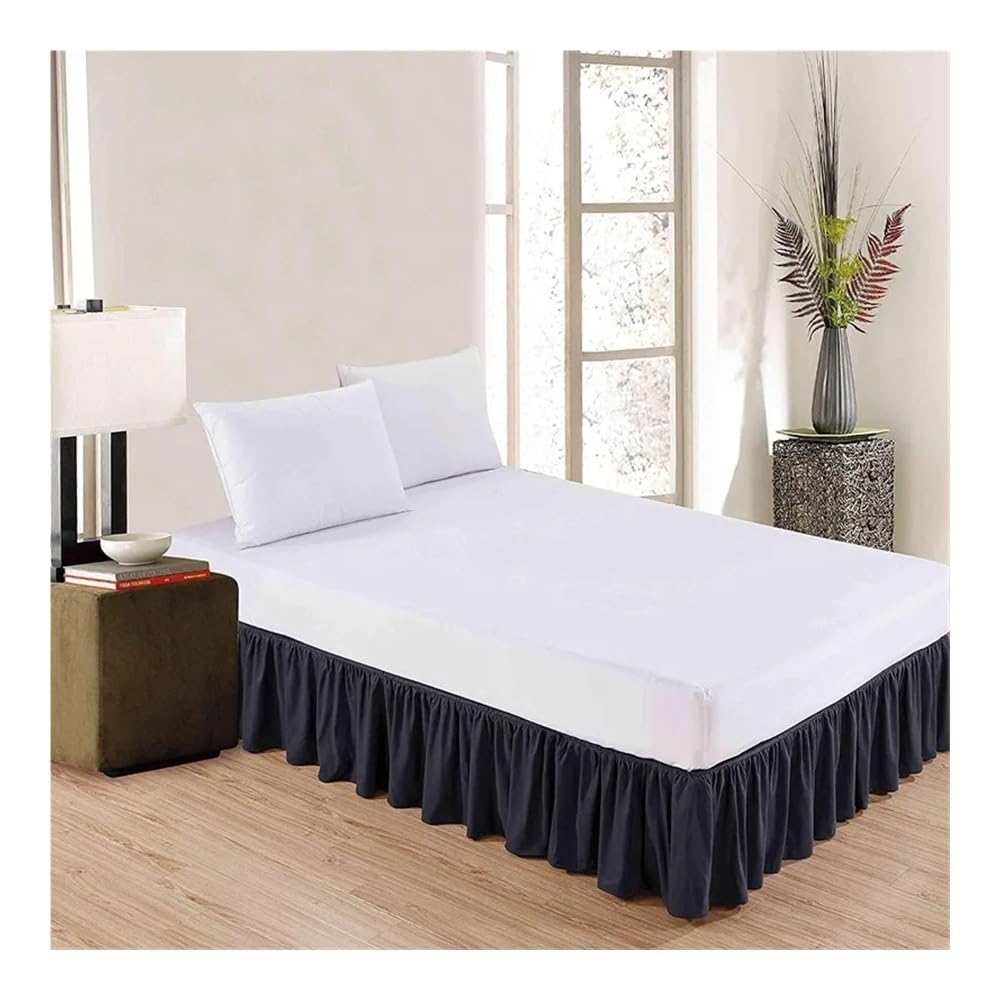 Mantovana giroletto con volant, per letti queen size, caduta 38 cm (15 pollici), con elastico regolabile, volant antipolvere facile da montare, tessuto resistente alle pieghe (bianco, 160 x 200 x 38