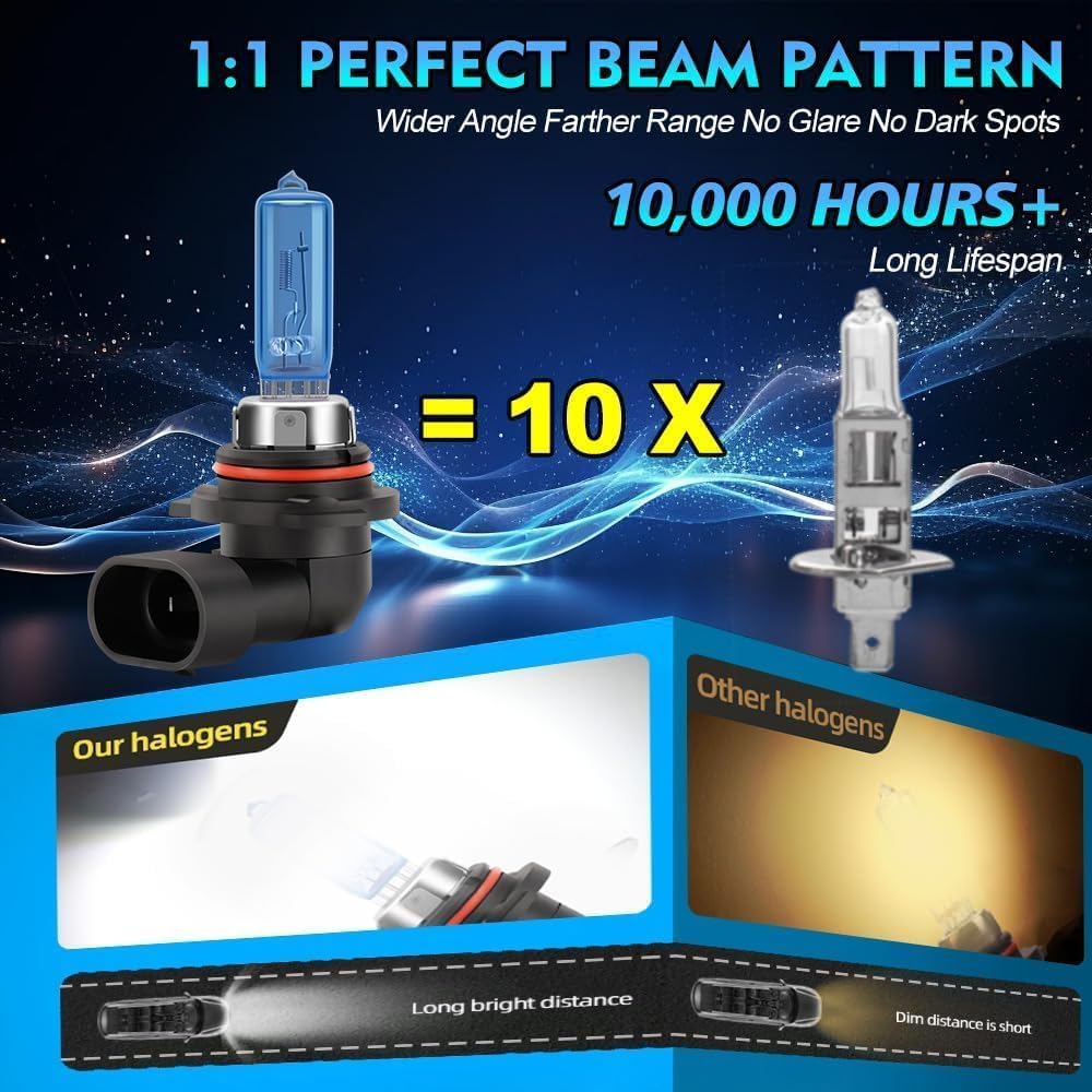 For 2006-2013 & 2014-2015 Sedan Honda Civic Light Bulbs, 9005 High Beam 9006 Low Beam H11 Fog Light Halogen Lights Combo, 6000K Super White, Upgraded Brightness, Plug and Play, 6-Pack