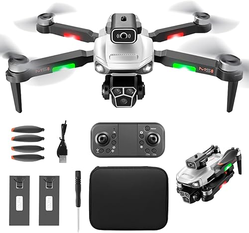 Drones con cámara, disparos verticales 4K, cuadricóptero RC FPV Wi-Fi con control de gestos, mini dron de juguete - plegable, funda de transporte,