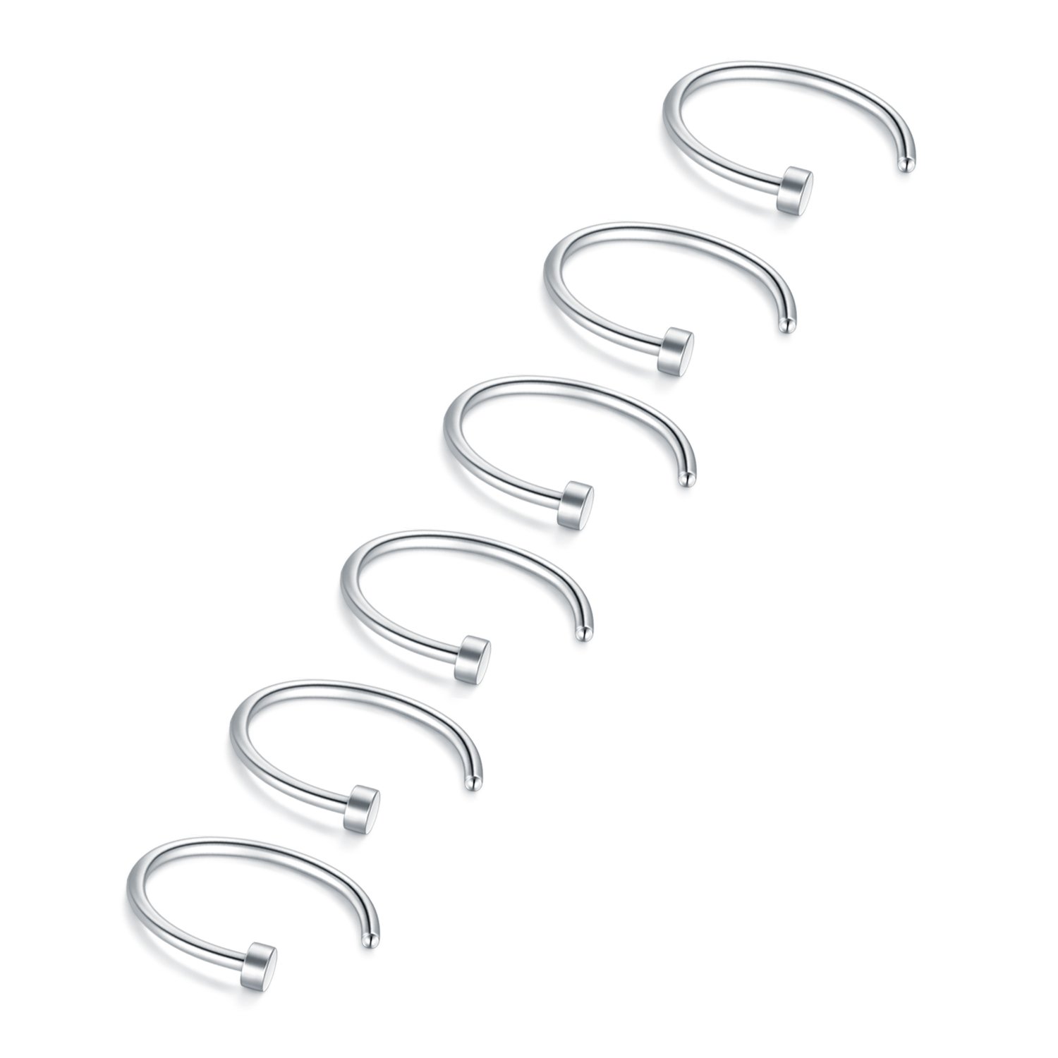 Briana Williams Fake Nariz Anillos Hoop-20G 18G 16G Nariz Aro Anillo 6mm/8mm/10mm/12mm Nariz Piercing Labio Septum Anillo Arete Faux Joyería Piercing del Cuerpo 6 Piezas — view 4