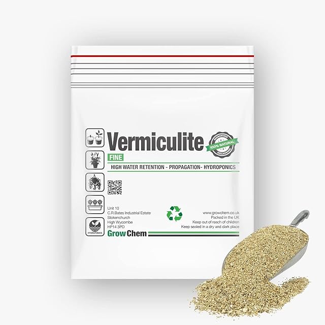 Vermiculite For Plants, 2.5L Fine Grade, Premium Quality, Hydroponic, Propagation, Ideal for Indoor & Outdoor Growing Seeds & Plants, High Water Retention, Resealable Bag