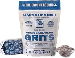 Marsh Hen Mill Sea Island Blue Grits Stone Ground Grits with Floral & Nutty Flavor Profile | Organic, Gluten Free Instant and Quick Grits for Easy Meals Premium Quality - 24 oz Pack Certified Organic by Clemson University