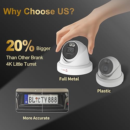 Miniatura 5 de Anpviz Sistema de cámara de seguridad PoE 4K de 16 canales con audio bidireccional, detección de vehículos humanos AI, 12 cámaras de torreta IP con