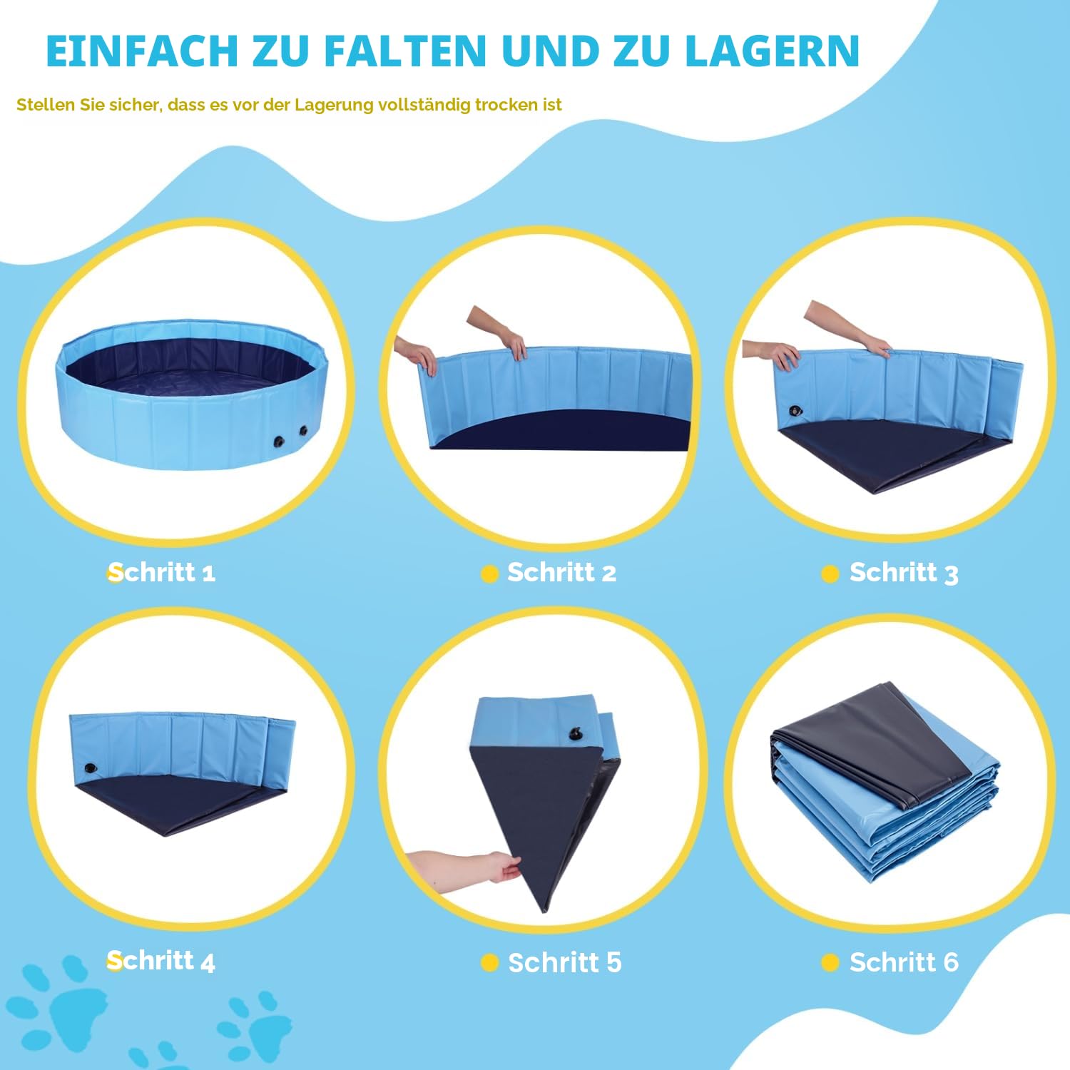 Nobleza Hundepool mit Sprinkler, Planschbecken für Große & Kleine Hunde, 2 in 1 Faltbarer und Tragbarer PVC Schwimmbecken für Hunde, rutschfeste Hundebadewanne für Den Somme, 120 * 30cm