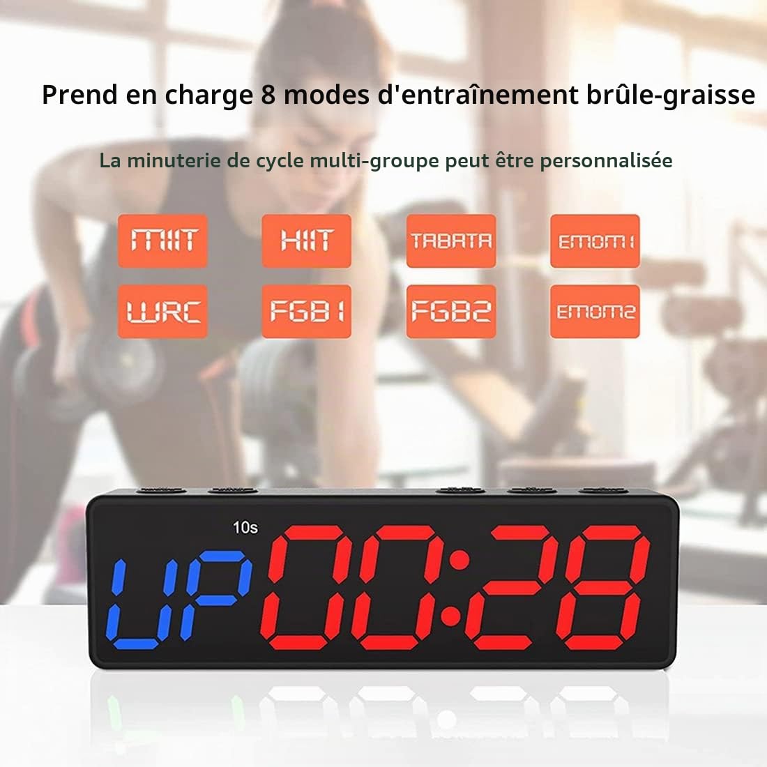 ICECHEN Horloge D'EntraîNement avec Batterie, Mini Minuterie de Gymnastique Portable avec Aimant IntéGré pour la Salle de Sport à Domicile, Compte à Rebours/Minuteur Programmable