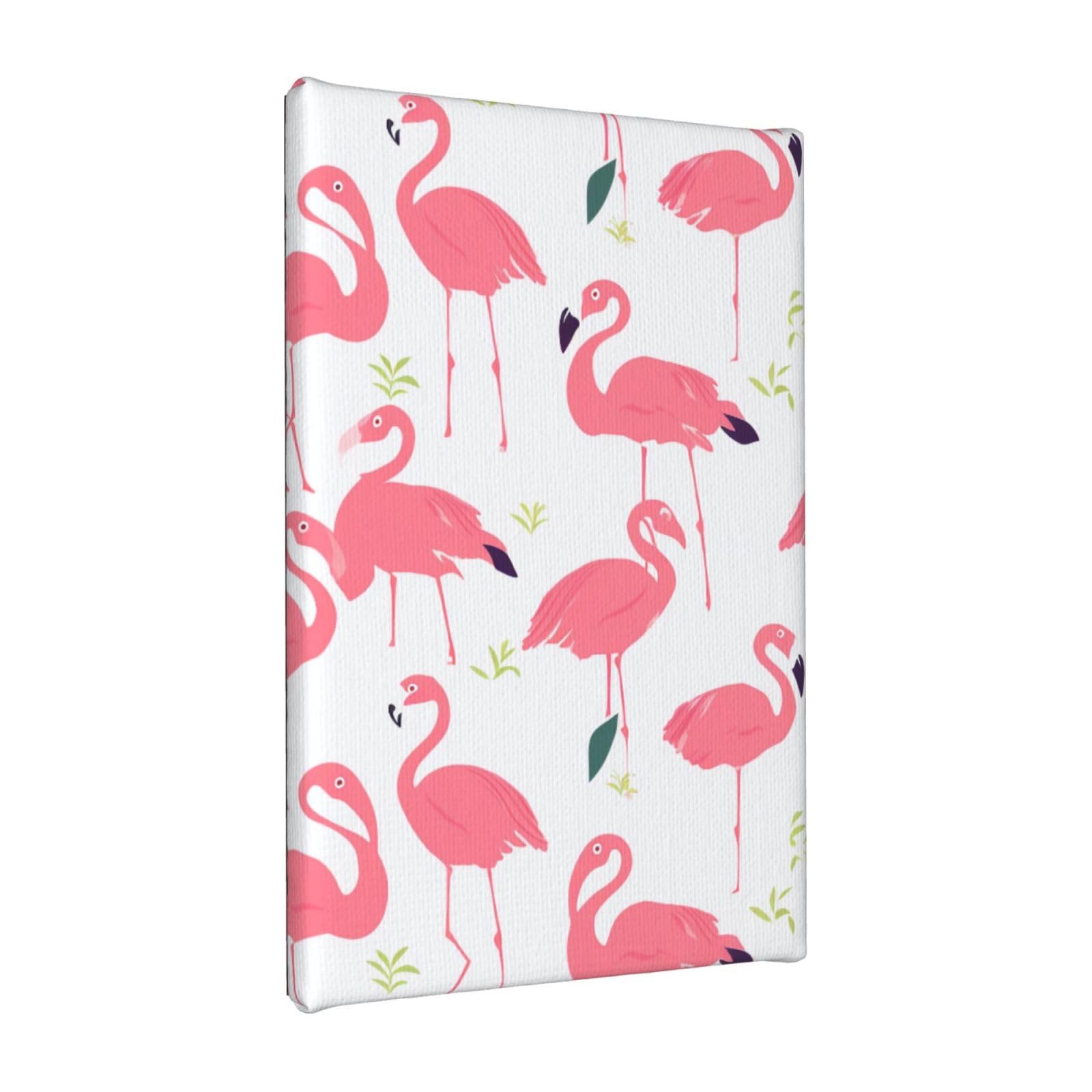 YKLJG cartoon flamingo pattern Printed Wall Art Canvas Painting 20x30 CM Wooden Framed Picture Painting Artwork Prints for Bedroom Kitchen Home Office Decor