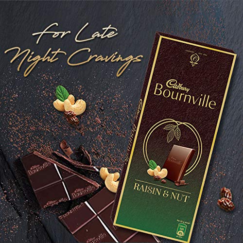 Image of Cadbury Bournville Raisin and Nuts Dark Chocolate Bar, 80g (Pack of 4) & Dairy Milk Silk Roasted Almonds Chocolate Bar, 143g (Pack of 3)