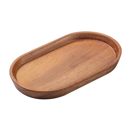 Vandroop Acacia Wooden Mini Serving Tray, Tea&Coffee Table Tray 7.9”×4.7”