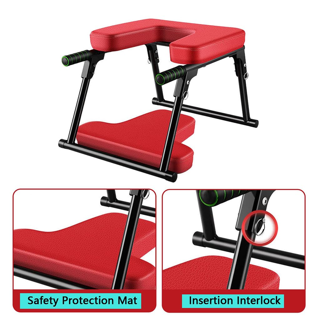 Sgabello per inversione Yoga Portatile Pieghevole Sgabello per inversione a Doppio Piede Struttura in Acciaio Metallico e Sgabello per inversione in Pelle PU Sgabello per Meditazione