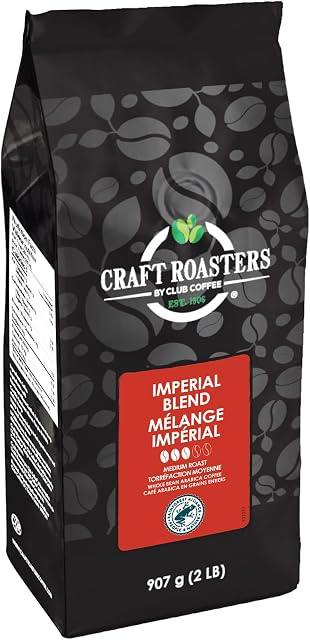 Club Coffee Craft Roasters Imperial Blend - Medium Roast Whole Bean Coffee, Rainforest Alliance Certified, 2 Pound Bag