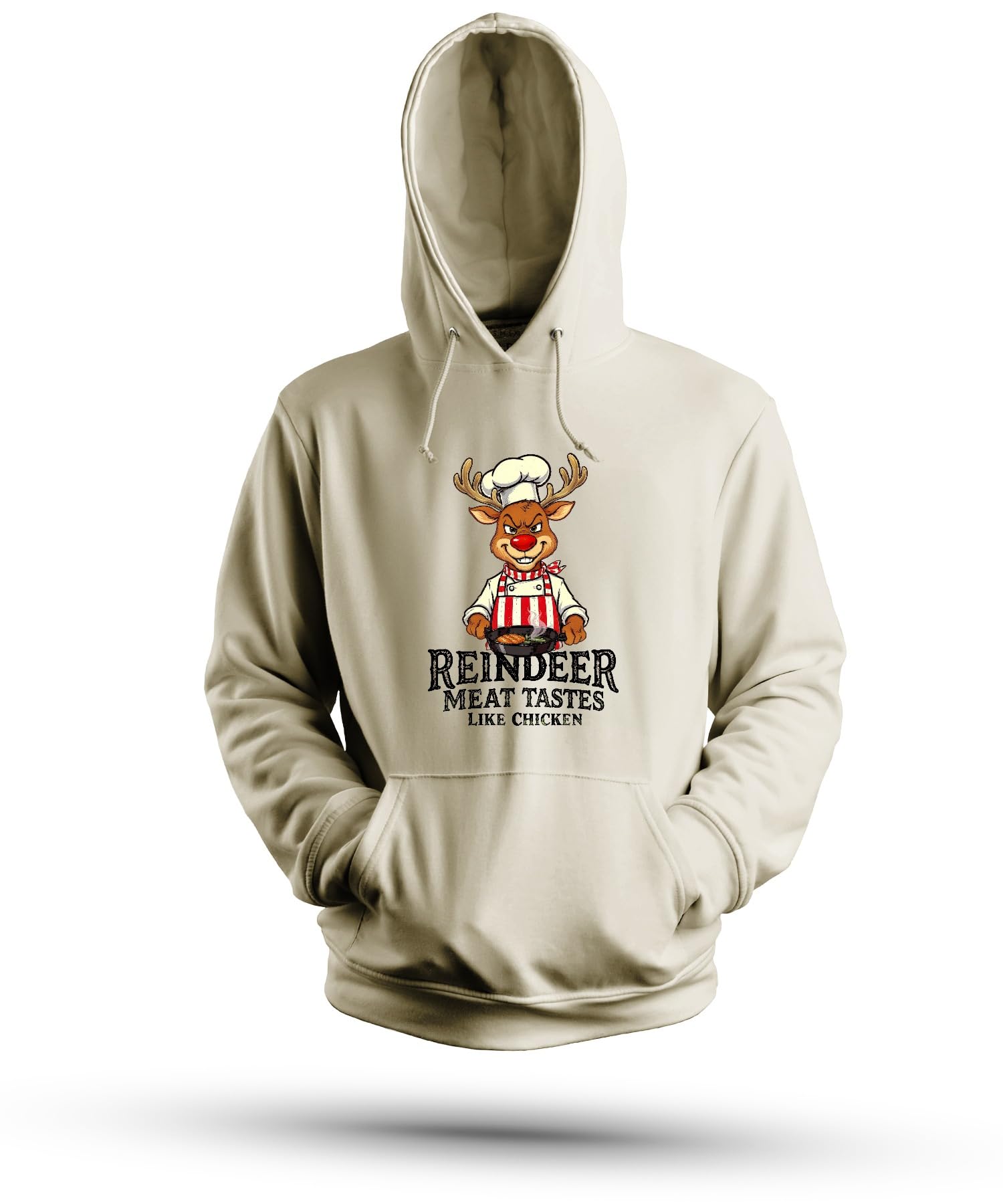 Reindeer Meat Tastes Like Chicken renifer fartuch kucharski śmieszny unisex bluza z kapturem