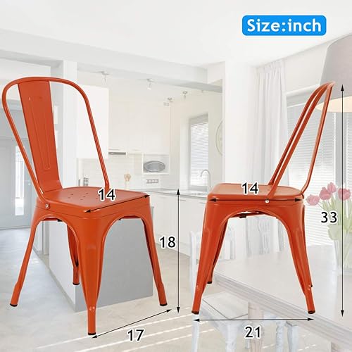 Miniatura 3 de Dkeli Sillas de comedor de metal para interiores y exteriores, apilables, elegantes, para restaurante, bistró, juego de 4 sillas de bar laterales