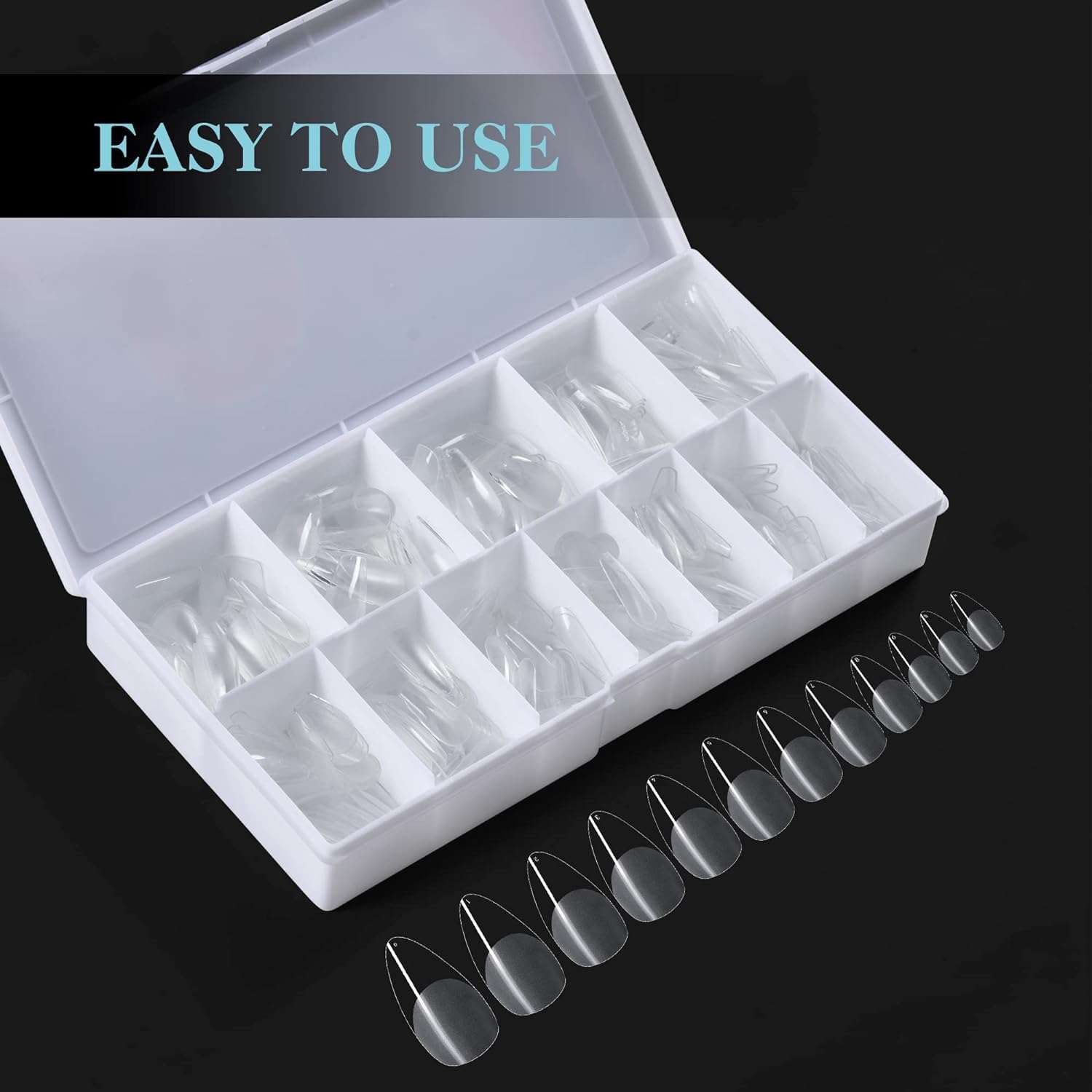 THR3E STROKES Soft Gel NailTips, Full Cover Clear Soft Nail Tips for Artificial False Nails Extension Nail Salons DIY NailArt with Box, 550PCS (MEDIUM ALMOND P8) - Image 6 thumbnail