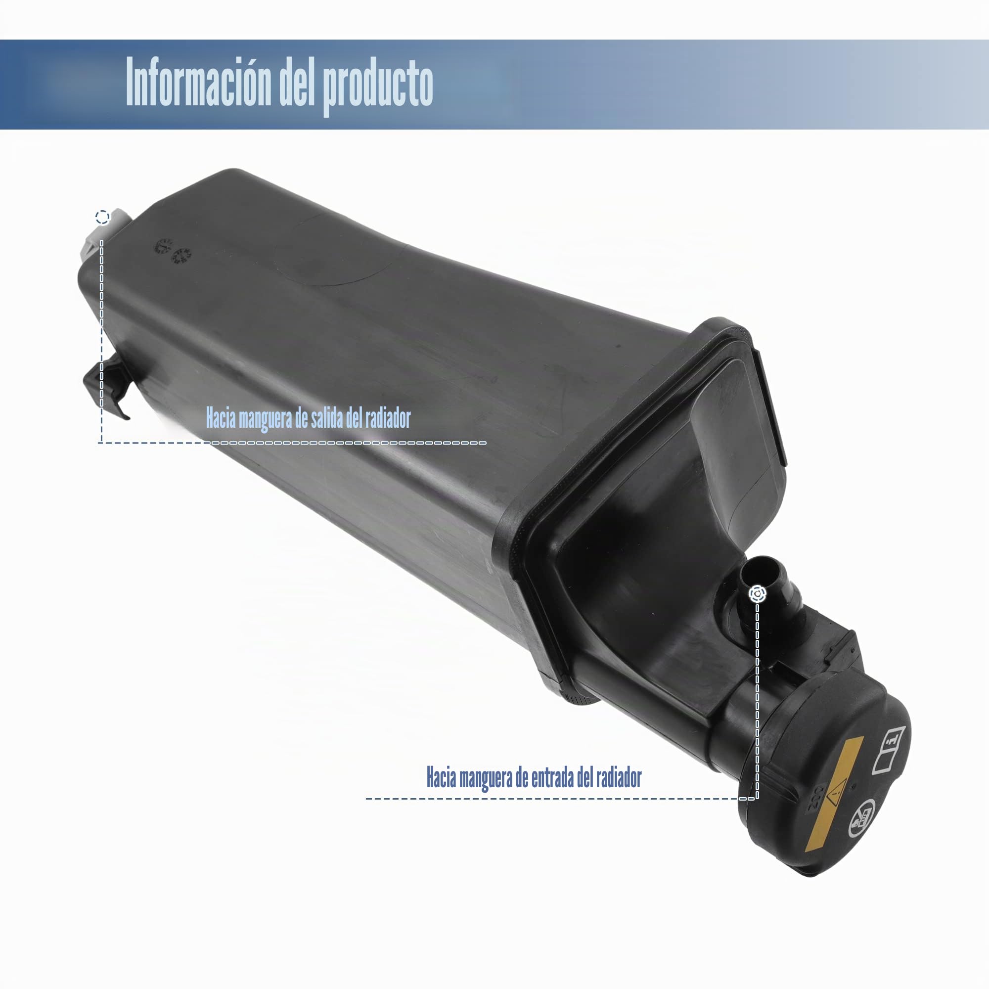 A ABSOPRO Depósito De Refrigerante Para Bmw E46 Serie 3 98-99 1Pc | Negro, Pp, 28.5X12.5X10.5Cm, Oe 17137787040, Para Bmw X5 E53 01-06, Sensor Incluido, Delantera