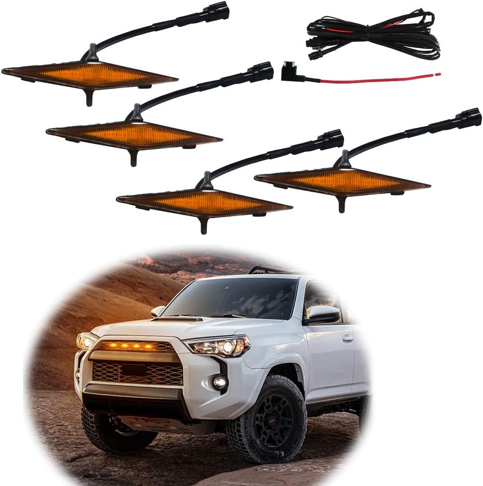 GTINTHEBOX 3 Pcs Grille Led Amber Light for 2014-2021 Toyota 4Runner TRD Pro Grille SR5 TRD Off-Road Limited TRO Pro,Smoked Lens