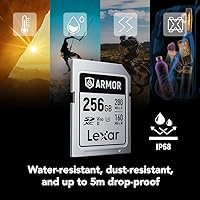 Vista 3 de Lexar Tarjeta de memoria Armor Silver PRO SDXC de 256 GB, UHS-II, C10, U3, V60, 6K UHD, lectura de hasta 280 MB/s, acero inoxidable, para fotógrafos