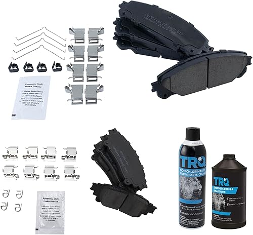 Miniatura 2 de TRQ Kit de pastillas de freno de disco de cerámica premium delanteras y traseras con productos químicos compatibles con Toyota Lexus