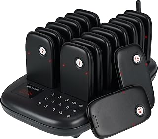 Retekess TD175 Sistema de Chamadas para Restaurantes, 1000M Buscapessoas para Restaurantes, Vibração, Pronto para Uso Sem Emparelhamento, 7 Modos de Chamada, Mantenha uma Distância Segura, para