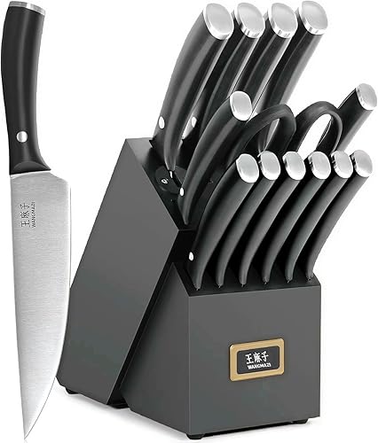 Juego de cuchillos forjados de acero inoxidable de alto carbono para remaches de cocina, mango ergonómico, cientos de años de artesanía magistral