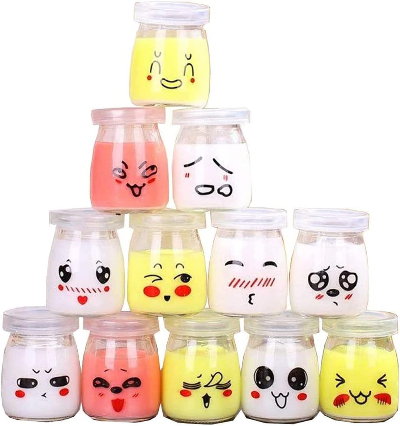 Lot De 6 Petits Bocaux En Verre 300 Ml Avec Couvercle | Pour Yaourt, Pudding, Confiture, Conservation