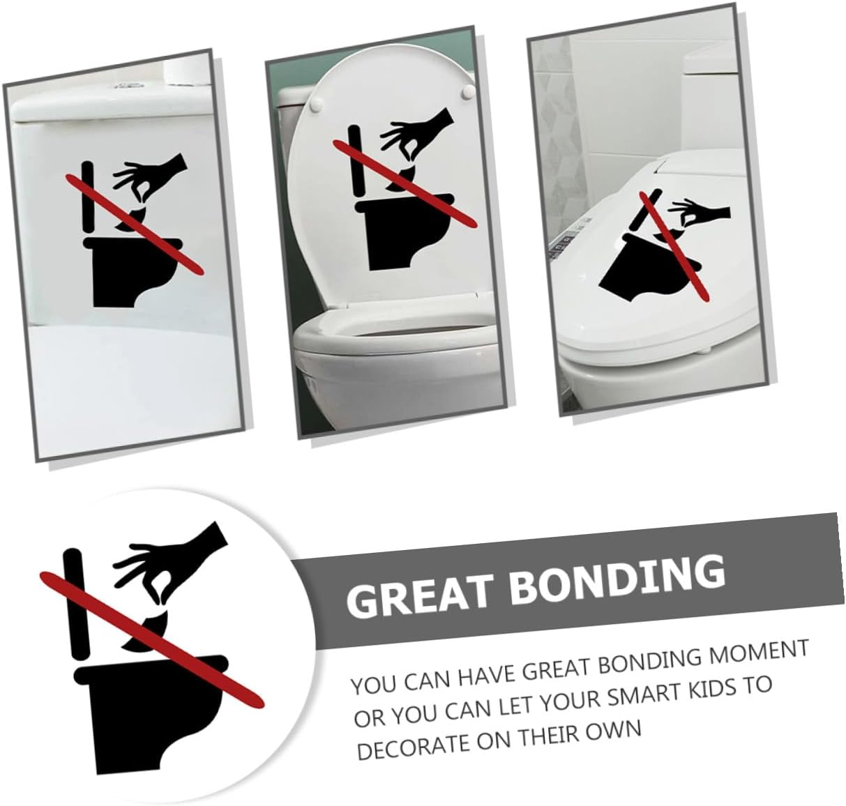 Ipetboom 2 Sheets Removable Adhesive Toilet Lid Sign Sticker Bathroom Decal for Toilet Seat Warning Not to Flush Tissue Easy to Apply and Peel Off Smooth Surfaces