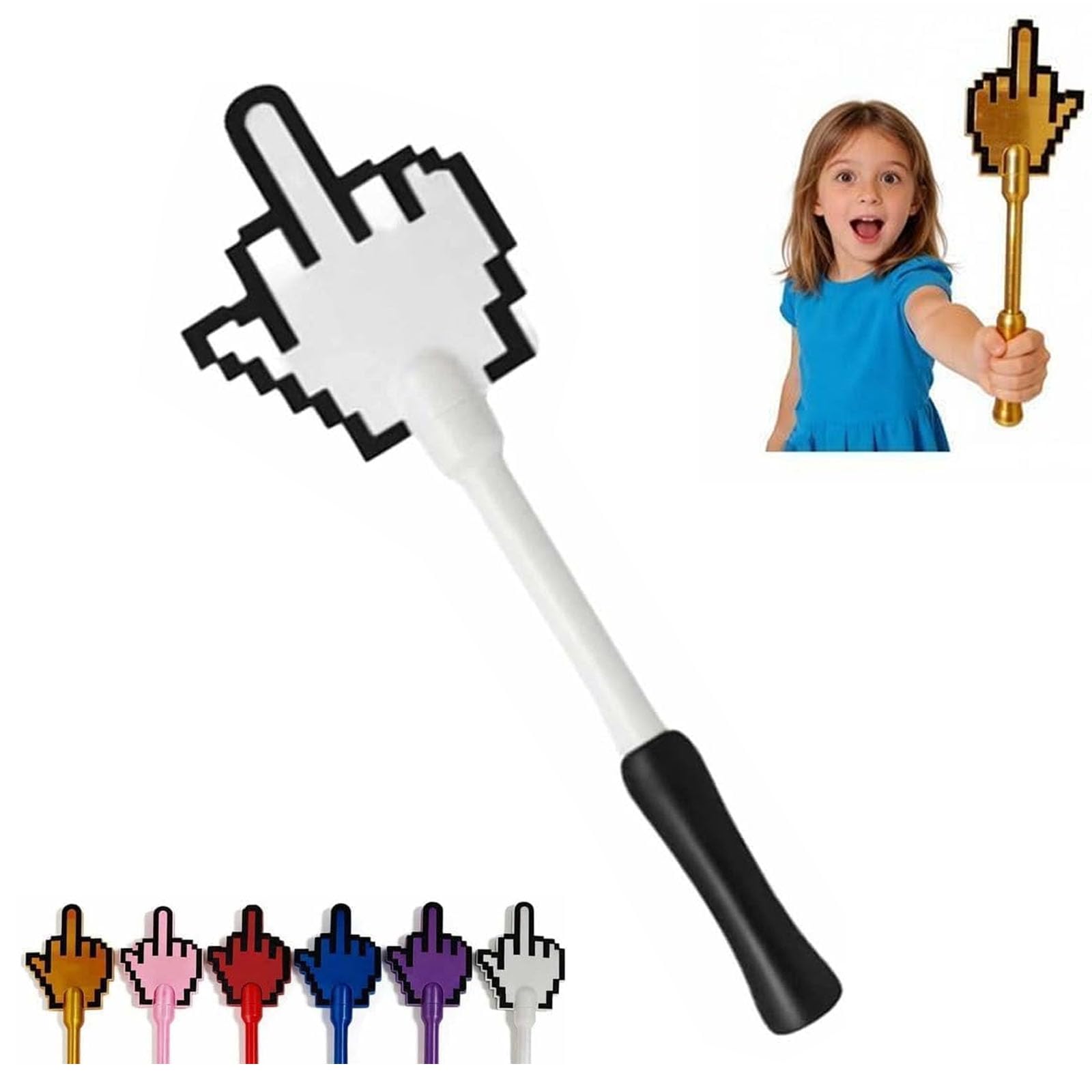 Credit Card Wand - 3D Printed Wand Taps To Pay, Funny Middle Finger Card Holder, Creative NFC Payment Tool with Pixel Design, Easy Checkout, Gag Gift for Friends Coworkers (White)