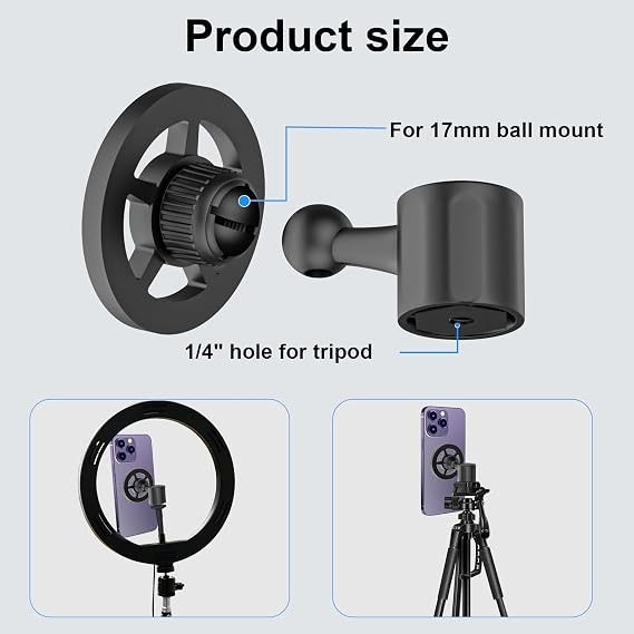 Magnetic Phone Tripod Mount for MagSafe, iPhone Tripod Mount Adapter with 1/4 Screw Hole, Phone Tripod Attachment Compatible with iPhone 17/16/15/14/13/12 .