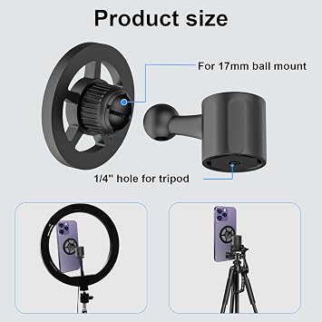 Magnetic Phone Tripod Mount for MagSafe, iPhone Tripod Mount Adapter with 1/4 Screw Hole, Phone Tripod Attachment Compatible with iPhone 17/16/15/14/13/12 .